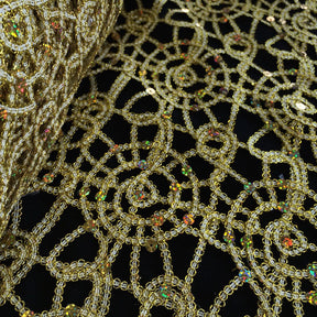 Corded Sequin Lace Fabric SV570739 White / Gold 3