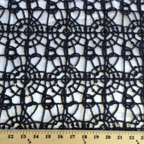Corded Sequin Lace Fabric SV570738 Navy Blue 5