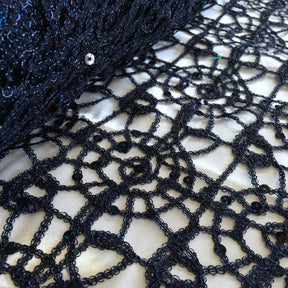 Corded Sequin Lace Fabric SV570738 Navy Blue 3