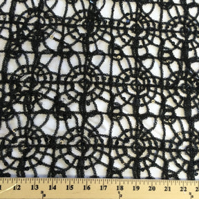 Corded Sequin Lace Fabric SV570747 Black 6