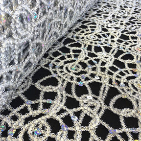Corded Sequin Lace Fabric SV570741 Silver 6