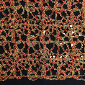 Corded Sequin Lace Fabric SV570742 Red / Gold 5