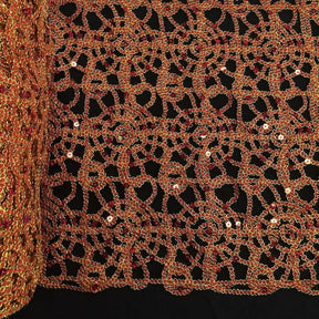 Corded Sequin Lace Fabric SV570742 Red / Gold 6