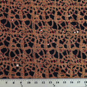 Corded Sequin Lace Fabric SV570742 Red / Gold 8