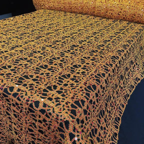 Corded Sequin Lace Fabric SV570740 Turquoise / Gold 6