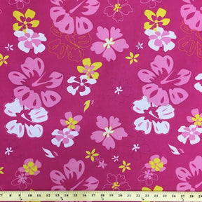 Ottertex Waterproof Canvas Hibiscus Print Fabric SV573529 Lime A9