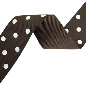 Grosgrain Ribbon Polka Dot 1 5 SV570881 Brown 1