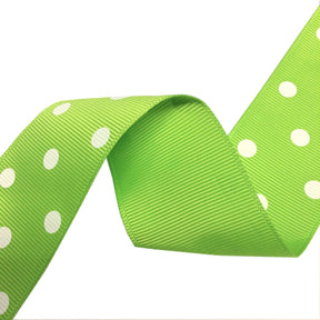 Grosgrain Ribbon Polka Dot 1 5 SV570885 Lime Green 1
