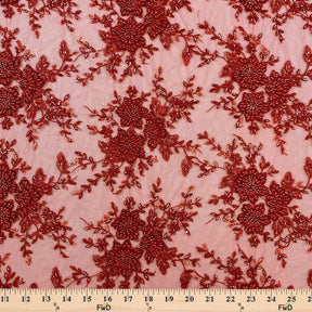 Ivy Bridal Lace Beaded Fabric SV577485 Red 3