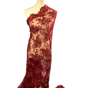 Ivy Bridal Lace Beaded Fabric SV577485 Red 5