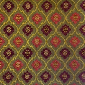 Designer Chenille Fabric SV571534 Burgundy/Green 1