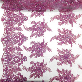 Floral Bridal Lace Beaded Fabric SV571090 Lavender 1