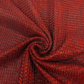 Metallic Brocade On Satin Fabric SV575835 Red On Black 1