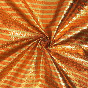 Metallic Foil Striped Brocade 56 Fabric SV576289 Orange/Gold 1