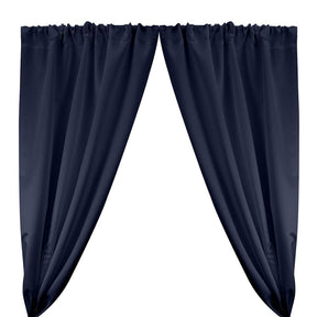 Matte Satin Peau De Soie Rod Pocket Curtains Navy Blue 1