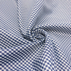 1/16 Inch Gingham Check Polyester Cotton Poplin Fabric SV575747 Navy Blue / White Image 1