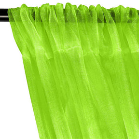 Crystal Organza Rod Pocket Curtains Neon Green 2