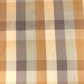 Silk Shantung Plaid Fabric SV575818 Orange/Grey 1