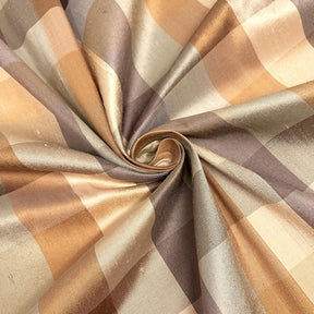 Silk Shantung Plaid Fabric SV575818 Orange/Grey 2