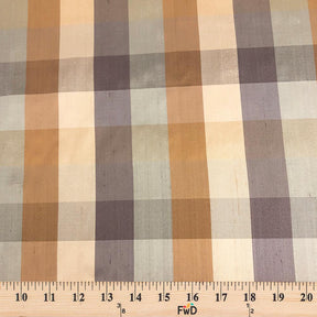 Silk Shantung Plaid Fabric SV575818 Orange/Grey 3