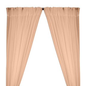 Crushed Sheer Voile Rod Pocket Curtains Peach 1