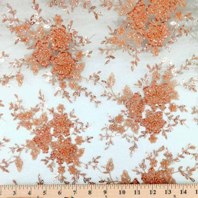 Ivy Bridal Lace Beaded Fabric SV571086 Peach 4