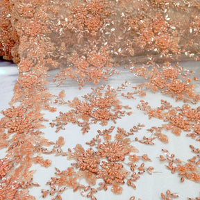 Ivy Bridal Lace Beaded Fabric SV571086 Peach 6