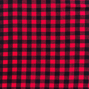 Charley Gingham Buffalo 1 Inch Check Plaid Brushed Cotton Flannel Fabric SV577237 Red Black Fabric A1