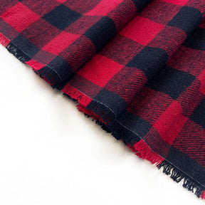 Charley Gingham Buffalo 1 Inch Check Plaid Brushed Cotton Flannel Fabric SV577237 Red Black Fabric A3