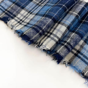 Simon Tartan Plaid Yarn Dyed Brushed Cotton Flannel SV577239 Navy Blue White A3
