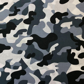 Military Camo Print Cotton Fabric SV576965 Grey 1