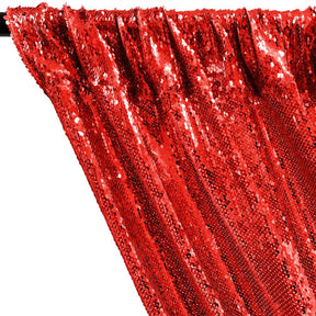 All Over Sequins Mermaid Scale On Stretch Mesh Rod Pocket Curtains Red 2