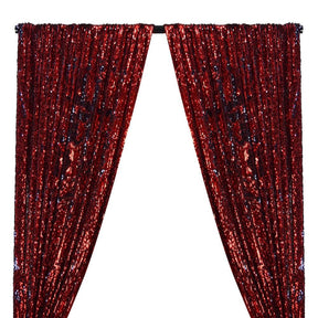 Two Sided Reversible Sequins Rod Pocket Curtains Red Navy 1