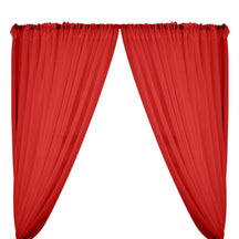 Sheer Voile Fire Retardant Rod Pocket Curtains Red 1