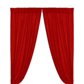Micro Velvet Rod Pocket Curtains Red 1