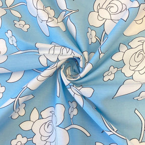 Rosette Printed Cotton Poplin Fabric SV576989 Light Blue 2