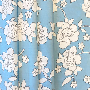 Rosette Printed Cotton Poplin Fabric SV576989 Light Blue 1