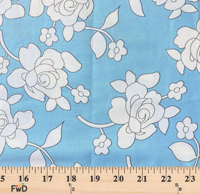 Rosette Printed Cotton Poplin Fabric SV576989 Light Blue 4