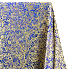 Gold Paisley Metallic Brocade Fabric SV570402 Royal Blue / Gold 1