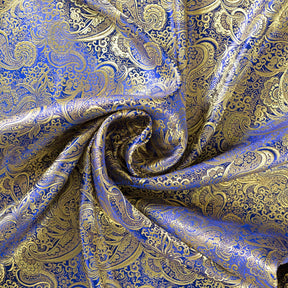 Gold Paisley Metallic Brocade Fabric SV570402 Royal Blue / Gold 2