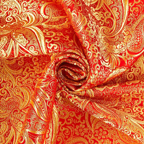 Gold Paisley Metallic Brocade Fabric SV570403 Red / Gold 2