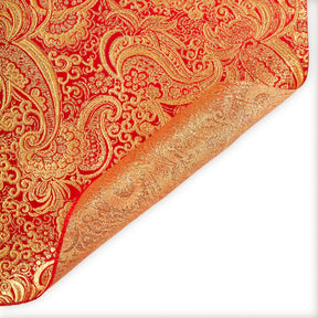 Gold Paisley Metallic Brocade Fabric SV570403 Red / Gold 3