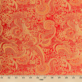Gold Paisley Metallic Brocade Fabric SV570403 Red / Gold 4