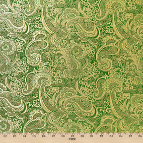 Gold Paisley Metallic Brocade Fabric SV570405 Kelly Green / Gold 4