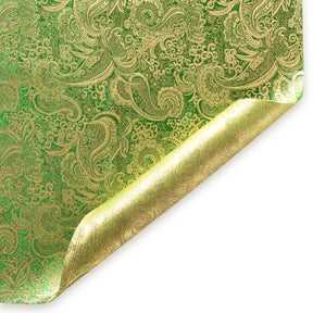 Gold Paisley Metallic Brocade Fabric SV570405 Kelly Green / Gold 3