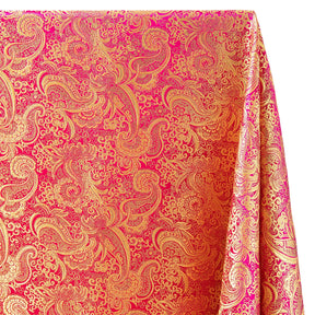 Gold Paisley Metallic Brocade Fabric SV570407 Fuchsia / Gold 1
