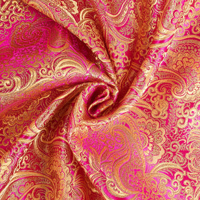 Gold Paisley Metallic Brocade Fabric SV570407 Fuchsia / Gold 2