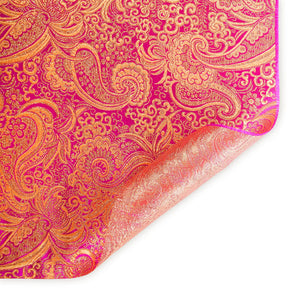 Gold Paisley Metallic Brocade Fabric SV570407 Fuchsia / Gold 3