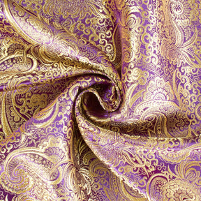 Gold Paisley Metallic Brocade Fabric SV570408 Purple / Gold 2