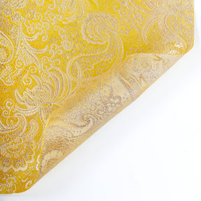 Silver Paisley Metallic Brocade Fabric SV571195 Yellow / Silver 3